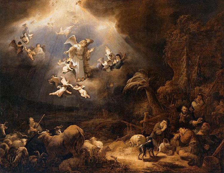 Govert flinck Angels Announcing the Birth of Christ to the Shepherds Spain oil painting art